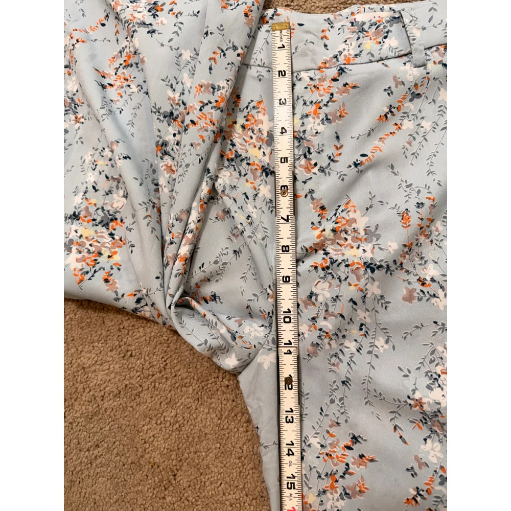 Women's Nasty Gal Size 8 Light Blue Floral Trousers Wide Leg Cottagecore Peasant